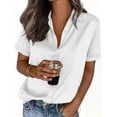 thumbnail image 5 of PRETTYGARDEN Womens Summer Button Down Shirts Short Sleeve Work Tops Dressy Satin Blouses Spring Business Casual Outfits, 5 of 8