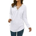 thumbnail image 1 of MesaSe Women‘s Solid Color Long Sleeve Printed Top Pink M, 1 of 4