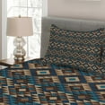 thumbnail image 2 of Ambesonne Ethnic Quilted Coverlet 3 Pcs, Knitted Jacquard, Queen Size, Brown and Dark Blue, 2 of 3