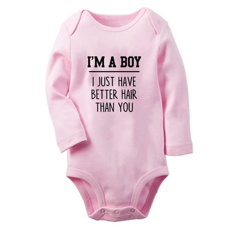 

I Just Have Better Hair Than you Funny Rompers Newborn Baby Unisex Bodysuits Infant Jumpsuits Toddler 0-12 Months Kids Long Sleeves Oufits (Pink 6-12 Months)