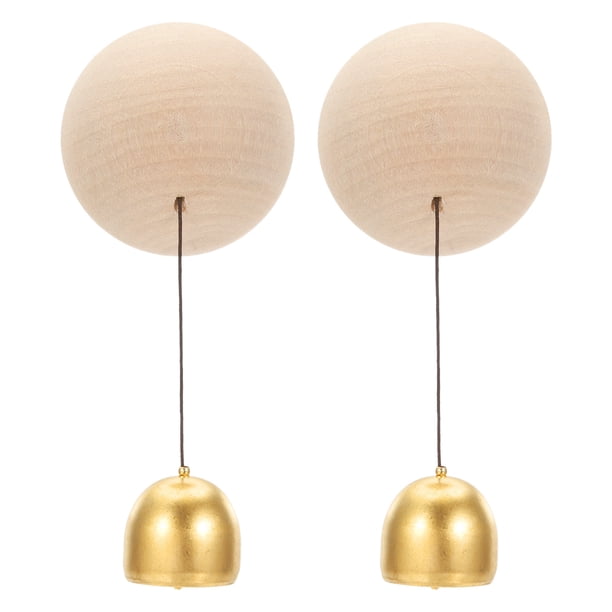 2 Conjunto de Campanas para Tiendas, Timbre de Madera Colgante Magnético para Puertas, Bola