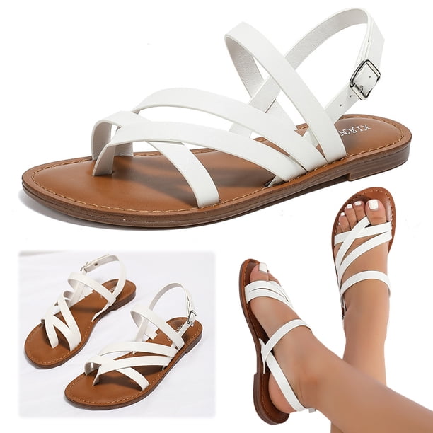 Zapatos Playa Mujeres Sándalo Casuales Con Verano Punta Abierta (42) White