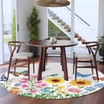 thumbnail image 4 of Country Watercolor Round Area&nbsp;Rug 5ft Florals Sunflower Wildflowers Butterfly Non-Slip&nbsp;Washable Circle Rugs Soft Felt Indoor Floor Mat for Bedroom Kitchen Living Room Bathroom, 4 of 9