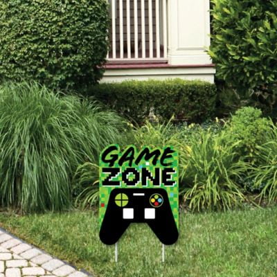 Game Zone - Outdoor Lawn Sign - Pixel Video Game Party or Birthday Party Yard Sign - 1 Piece