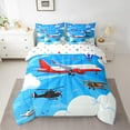 thumbnail image 2 of Homewish Modern Airplane 7-Piece Bedding Comforter Set,Cartoon Aircraft King Bedding Sets,Blue White Red Bed Sheets For Boys Kids,Microfiber Bedroom Decor Reversible, 2 of 8