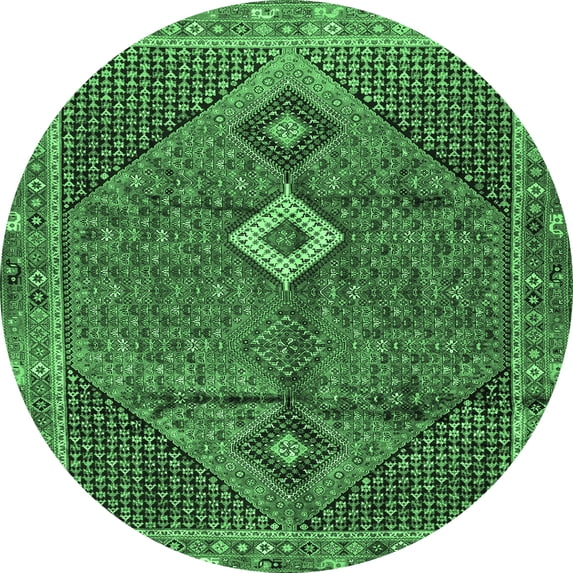 Ahgly Company Indoor Round Persian Emerald Green Traditional Area Rugs, 5' Round