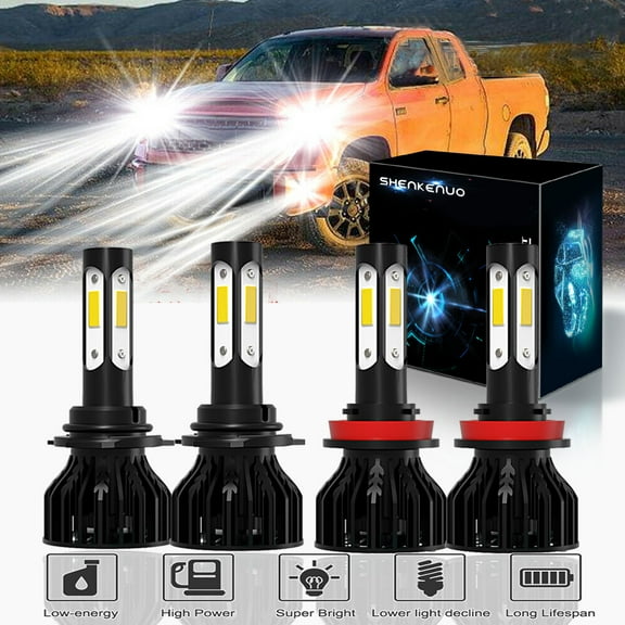 For TOYOTA TUNDRA 2007-2013 4-Sides Headlights 9005/HB3 H11 LED High Beam/Low Beam 4pc