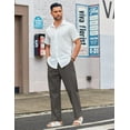 thumbnail image 4 of COOFANDY Men's Cotton Linen Yoga Pants Lightweight Straight Leg Pants Casual Vacation Beach Wedding Dress Trousers, 4 of 9