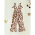 thumbnail image 3 of Bagilaanoe Toddler Baby Girl Jumpsuit Sleeveless Floral Print Romper Overalls 6M 12M 18M 24M 3T 4T Kids Long Flare Pants Summer Outfits, 3 of 9