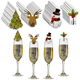 thumbnail image 2 of 10 Uds. De decoraciones navideñas para copas de vino, tarjetas de copa, marcadores de copa de Navidad, decoración de mesa (muñeco de nieve) Rojo Verde, 2 of 5