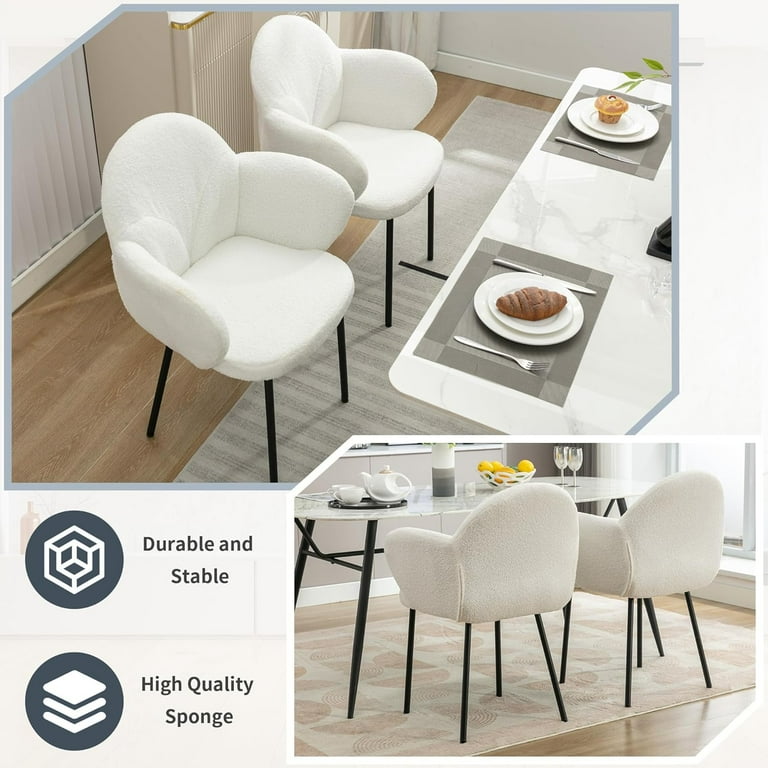 Vancel White Dining Chair Set of 6 Modern Upholstered Armchair for Dining Room Walmart