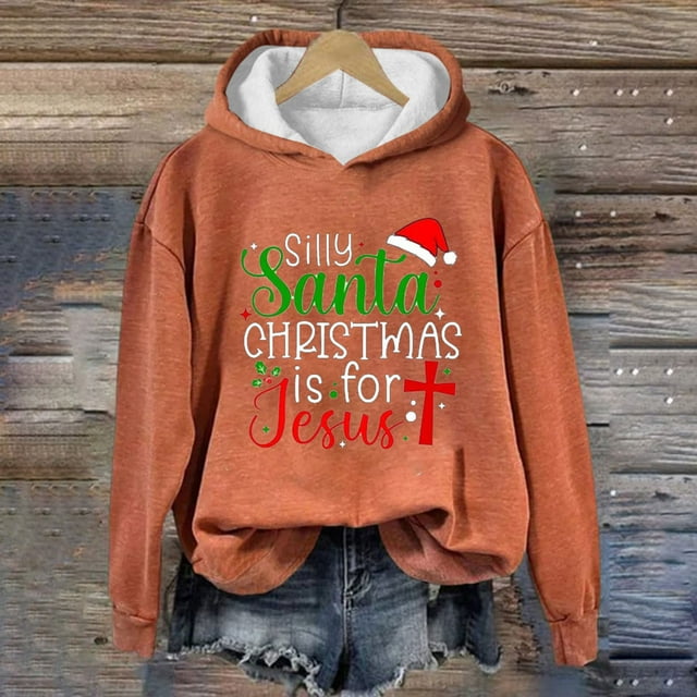 Prix Réduit! Aqestyerly Hauts de Noël à Manches Longues pour Femmes Imprimé de Noël Col Rond Pull Ample