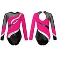 thumbnail image 5 of iiniim Marble Print Gymnastics Leotard for Girls Sparkle Dance Bodysuit Dancewear 6-16 Hot Pink 8, 5 of 7