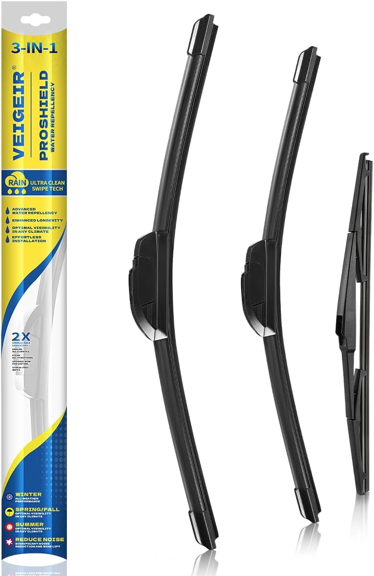 3 Pack Windshield Wiper Blades Compatible with 2005-2010 Jeep Grand Cherokee Original Factory Quality Front Rear Wipers Blade Set for My Car - 21" 21" 14"