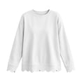 thumbnail image 4 of Eryao Lightweight Womens Sweatshirt Fall Winter Solid Color Oversized Crewneck Sweatshirts Scalloped Casual Long Sleeve Pullover Tops White,XXL, 4 of 7