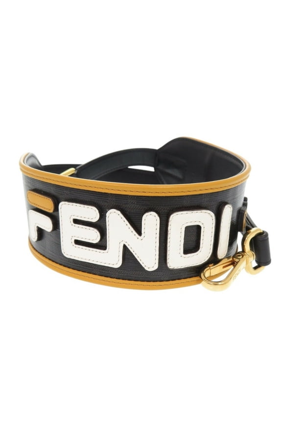 Pre-Owned Fendi x FILA Black Leather Shoulder Strap 1900FENDI (Good)