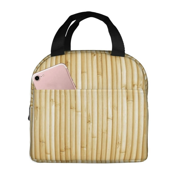 Kdxio Bamboo Wall for Lunch Bag for Work School Picnic Insulated Thermal Tote with Handle Front Pocket and Waterproof Interior