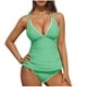 thumbnail image 2 of Traje de baño de bikini de verano para mujer, de color liso, con cojín en el pecho y sin soporte de acero, sin espalda, con tirantes, de nailon., 2 of 6