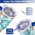 thumbnail image 5 of 40oz Cute Ocean Life Turtle Stainless Steel Flip Straw Tumbler Spill Proof Travel Cup Double Wall Vacuum Insulated Coffee Mug with Top Handle, 5 of 6