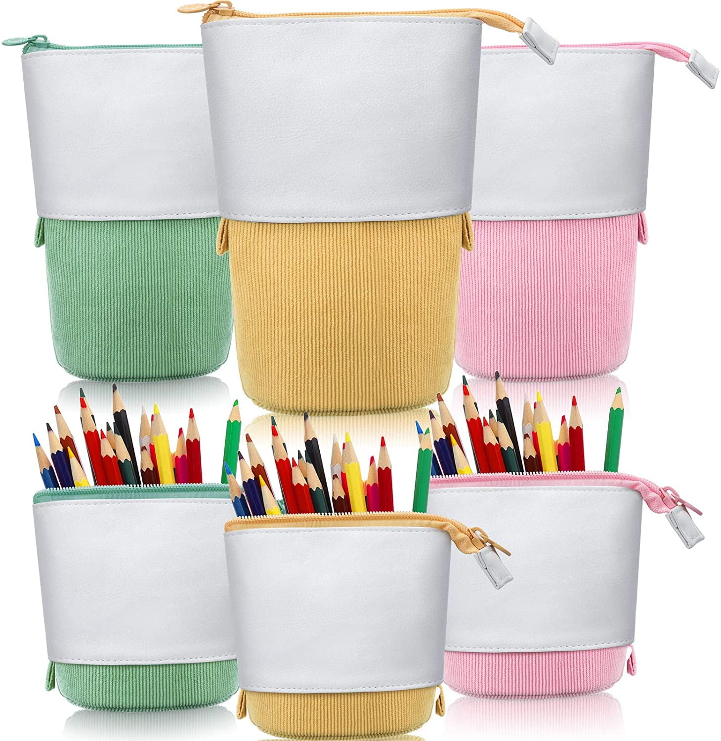 3 Pieces Telescopic Pencil Case Transformer Standing Stationery Pencil