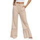 thumbnail image 1 of Pantalones casuales de pierna ancha para mujer - Dobladillo con volantes y ribete de encaje, cordón, poliéster, vacaciones/fiesta, S-XXL, 1 of 4