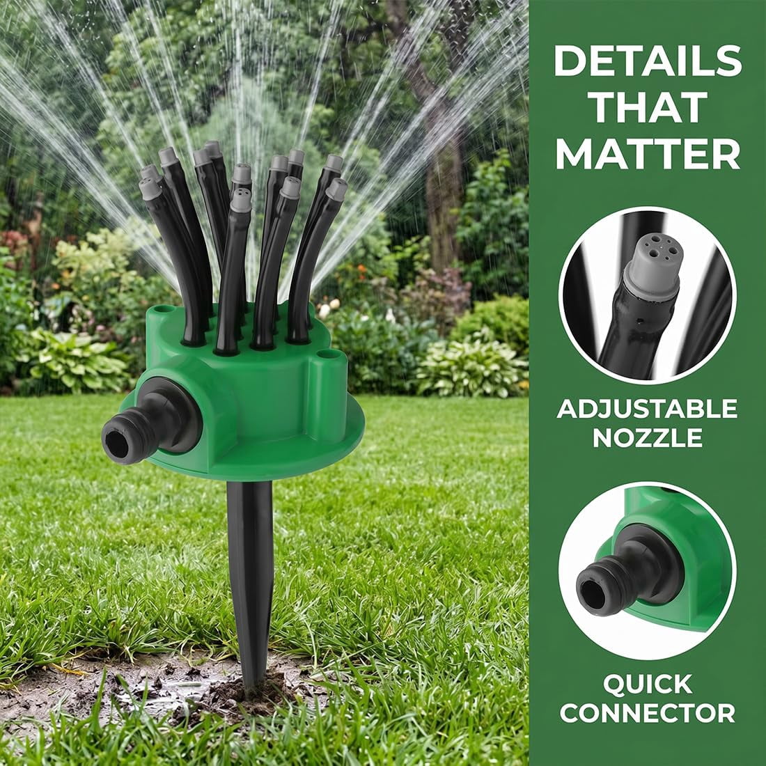 360° Multi-Directional Lawn Sprinkler, Automatic 360 Rotating Roof Cooling Sprinkler for Large Area Coverage, Garden Sprinkler, Lawn Sprinklers for Yard Plant Irrigation & Pets Water Fun