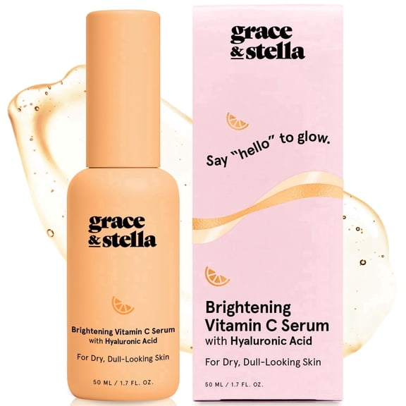Grace & Stella Vitamin C Face Serum with Hyaluronic Acid, Brightening & Hydrating Anti-Aging Formula, For All Skin Types, 50 ml (1.7 fl oz)
