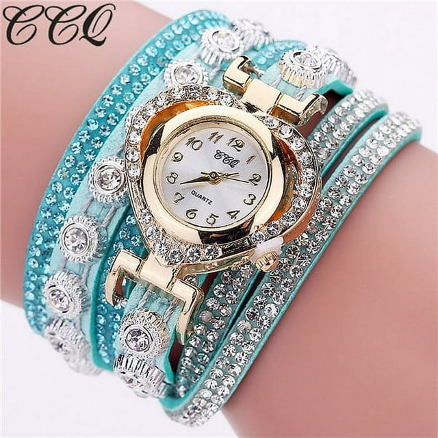 Pulseras para mujer, regalos para mujer CCQ Reloj de pulsera analógico de cuarzo con esfera de cristal y diamantes de imitación vintage para mujer