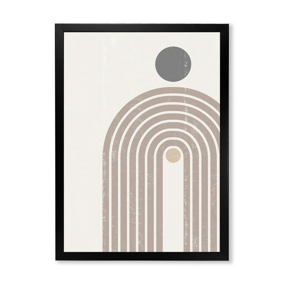 Designart 'Abstract Rainbow Moon and Sun In Earth Tones I' Modern Framed Art Print