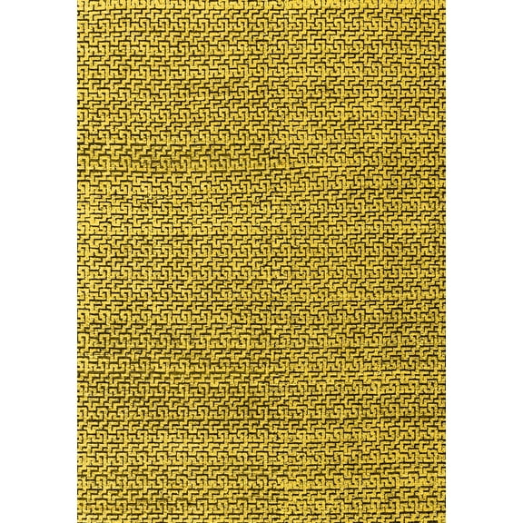 Ahgly Company Machine Washable Indoor Rectangle Abstract Yellow Modern Area Rugs, 5' x 7'