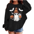 thumbnail image 2 of HAOTAGS Girls Halloween Printed Fleece Sweatshirt — Soft Brushed Cotton Blend, Relaxed Fit, Round Neck, Long Sleeve Black Size 4T, 2 of 6