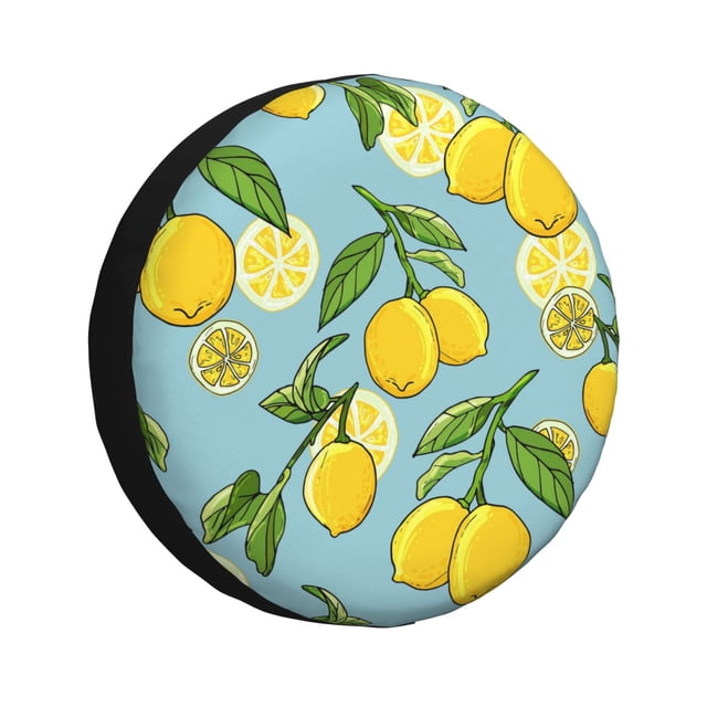 Fotbe Lemon Funda de Llanta de Repuesto con Estampado, Engrosada, Ajuste Universal para Jeep, Remolque, RV, SUV, Camión-17 inch