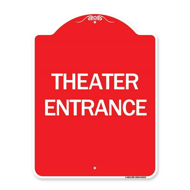 SignMission A-DES-RW-1824-24431 18 x 24 in. Signe de Série de Concepteur - Entrée de Théâtre & 44; Rouge & Blanc