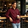thumbnail image 5 of Business Casual Dress Shirts For Men Solid Lapel Collar Long Sleeve Button Down Regular Fit Poplin Material Fall Work Shirts Wide Color Range, 5 of 5