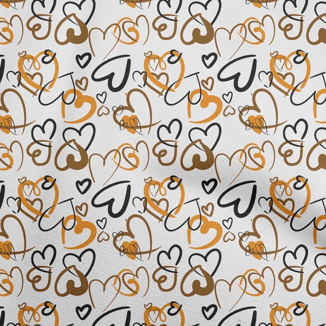 oneOone Polyester Spandex Orange Fabric Valentine Heart Sewing Craft Projects Fabric Prints By Yard 56 Inch Wide