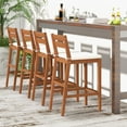 thumbnail image 2 of Gymax Patio Eucalyptus Wood Bar Stools Set of 4 Outdoor Bar Height Patio Chairs w/ Cushions, 2 of 10