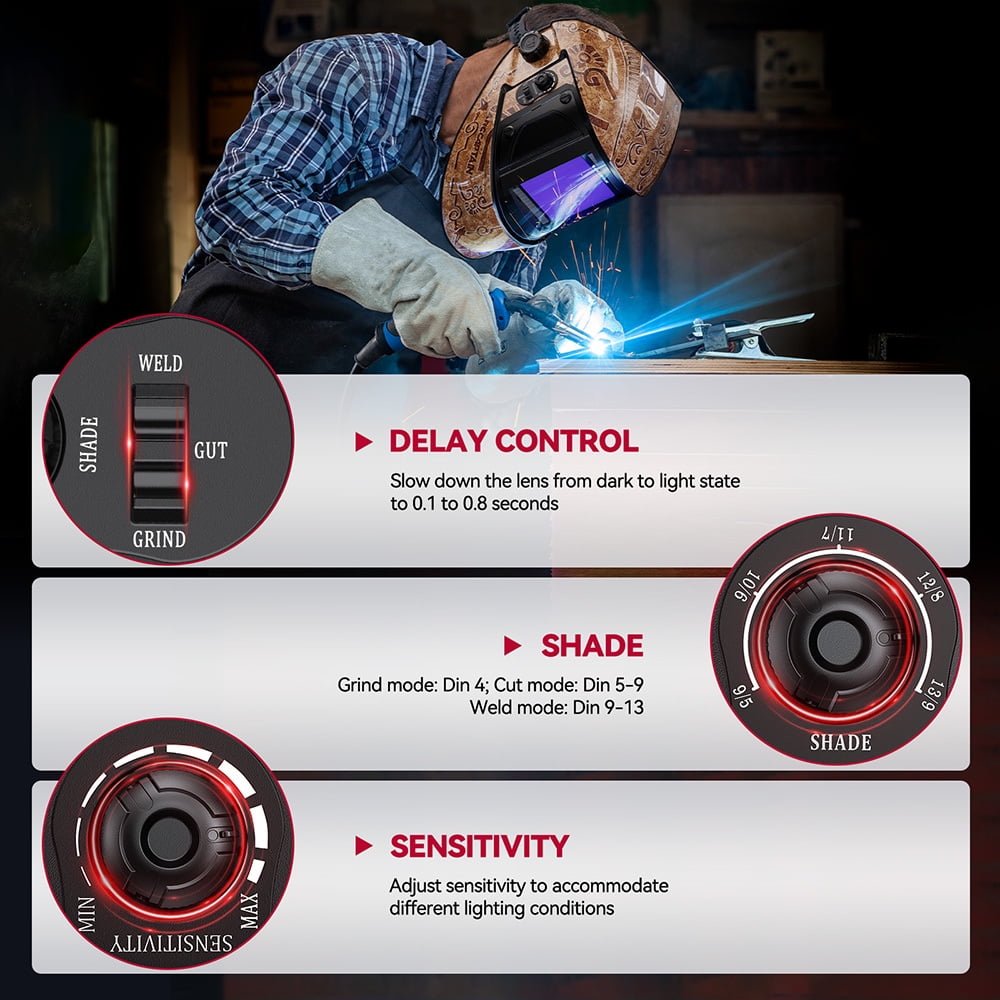 ARCCAPTAIN Welding Mask, Automatic Dimming and Wide Field of View, Suitable for Grinding, Cutting, and Welding