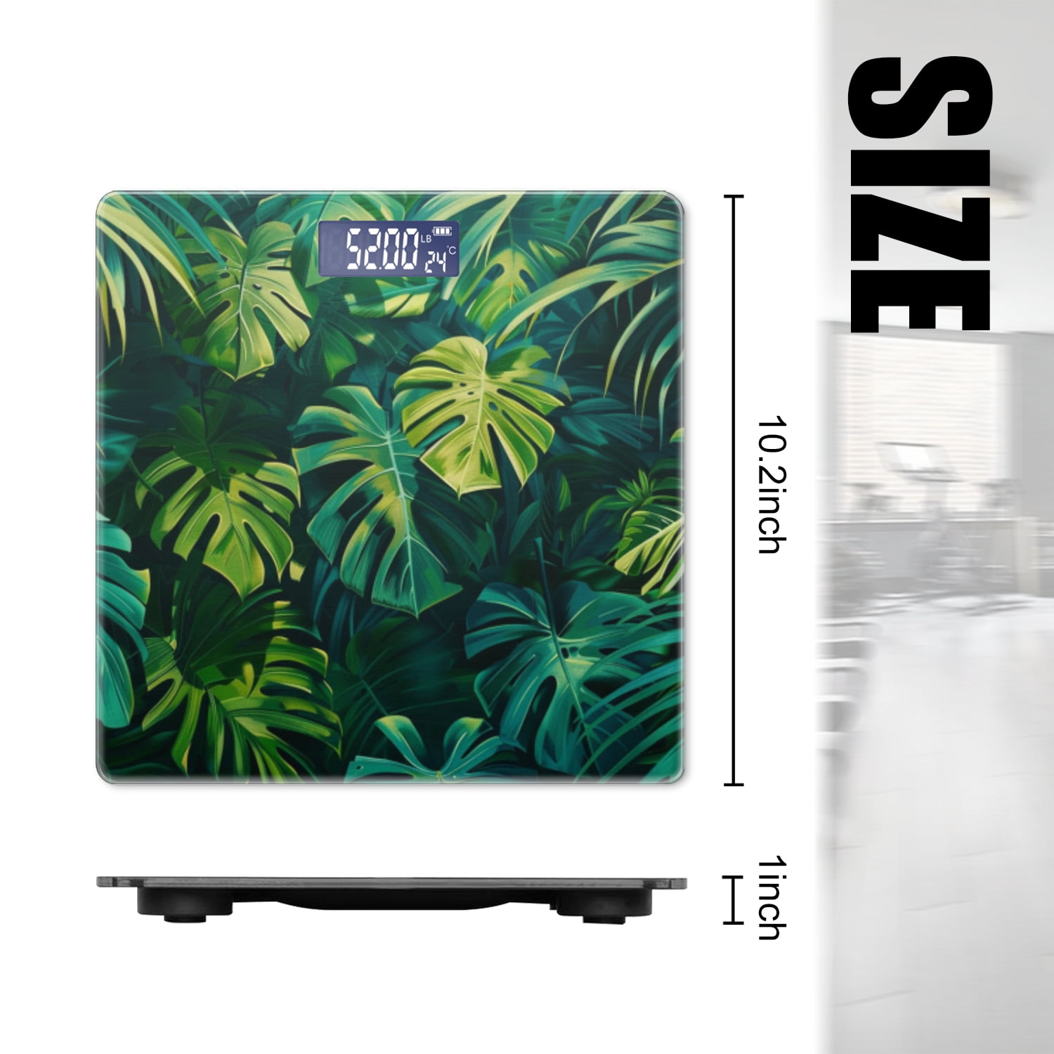 High Precision Body Weight Scale Smart Bathroom Scales with Large LCD Display(400lbs),Decorative for Bedroom-Lush Jungle Of Tropical Leaves And Palm Fronds