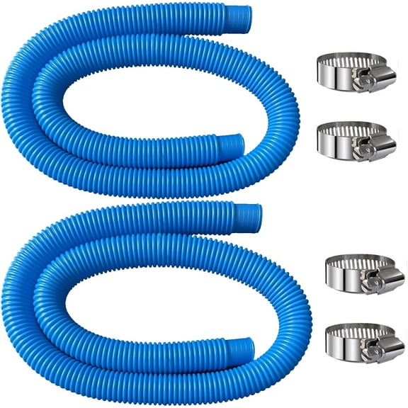 2 Pcs 1.25" Pool Hose, 59" Long Accessory Pool Pump Replacement Hoses, Compatible with All Above Ground Pool Filter Pumps that Use 1 1/4 Diameter Hoses(Blue Color )