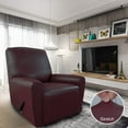 thumbnail image 2 of Easy-Going PU Leather Recliner slipcovers 4 Pieces Stretch Sofa Covers, Wine, 2 of 6