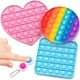 thumbnail image 1 of Paquete de juguetes antiestrés de 4 PCS - Haga estallar su juguete antiestrés - Simple Dimple Rainbow Circle Pink Heart & Blue Square Combo Fidget Pack, 1 of 2