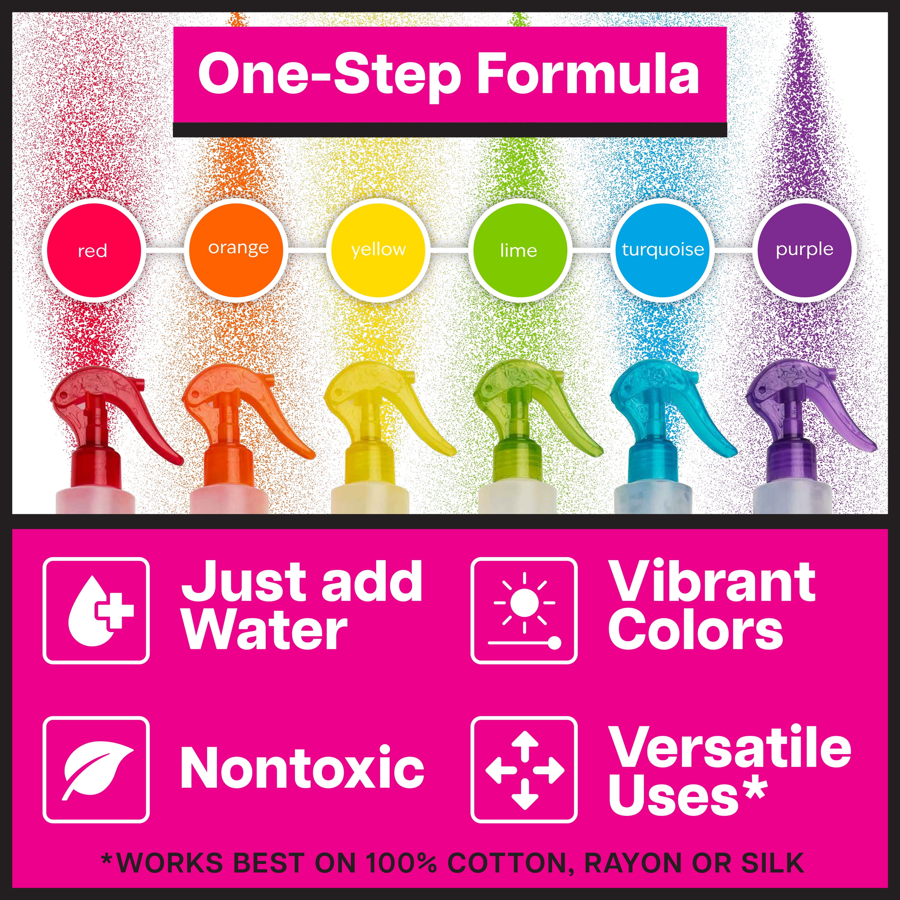Tulip One-Step Spray Dye Kit, Easy Application with 6 Colors & 4 Stencils Included, Pre-Filled Powder in Bottles Party Activity, Outdoor Fun, Birthday Gift, Create Permanent Designs on Fabric, 51 Pcs