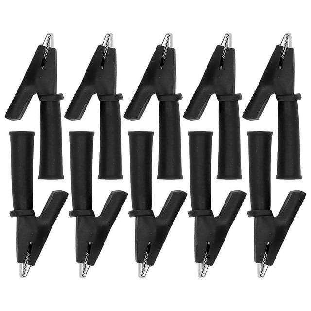 10Pcs Test Lead Crocodiles Clip Brass PVC Insulated Safety Multimeter Clips for 4mm Banana PlugBlack