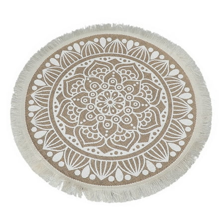 

Xinhuaya Round linen Placemat Coaster Anti-hot Restaurant Dining Table Mat For Coffee Tables Tableware Plates Kitchen Accessories