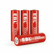 EBL AA Lithium Batteries, 1.5V 3000mWh Rechargeable AA Batteries Long Lasting Double A Battery 4 Pack