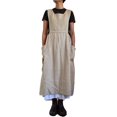 thumbnail image 1 of MesaSe Robe Femme Décontractée Ample Unie à Bretelles Longues Tablier en Coton Lin avec Poches, 1 of 5