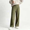 thumbnail image 4 of Njagoc3 Pants for Women | High Waist Drawstring Wide Leg Trousers with Ribbed Detail | Relaxed Loose Fit for Fall Casual Daily Wear & Relaxed Activities，Army Green，S, 4 of 6