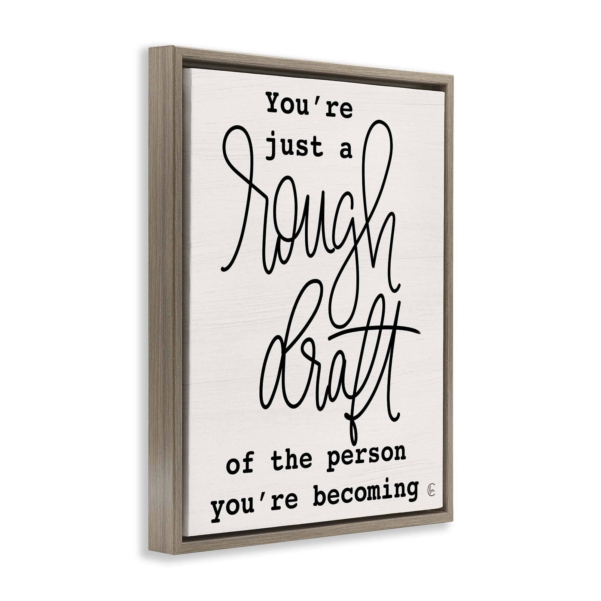 Stupell Industries Rough Draft Of Person Brown Framed Floater Canvas Wall Art, design by Fearfully Made Creations