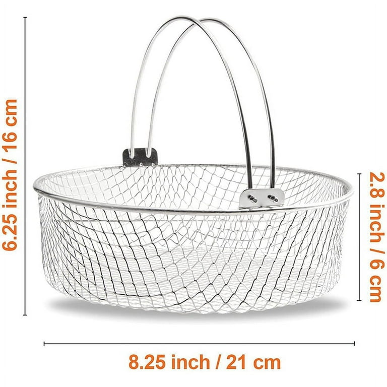 Air Fryer Basket for Mesh Steamer Basket for Ninja Foodi 6.5, 8Qt,Air Fryer Basket,Air Fryer Crisping Basket with Handle, Silver