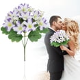 thumbnail image 2 of Artificial Bouquet Fake Flowers for Wedding Home Hotel Decoration Arrangement Centerpiece Photography Prop and Vase Filler Light Violet 1Pcs, 2 of 6